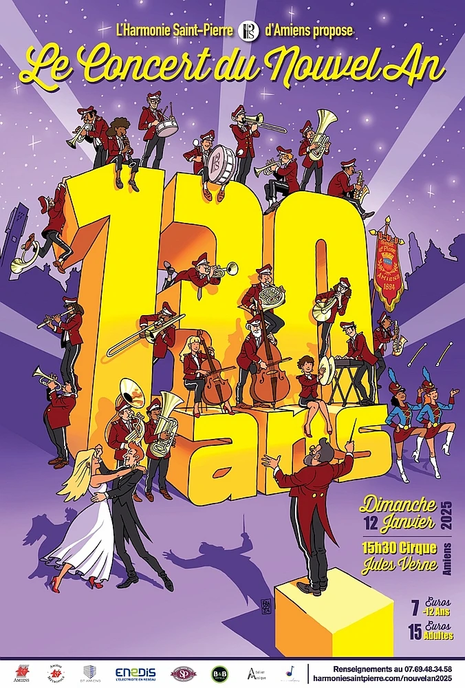 Affiche du Concert du Nouvel An 2024 d'Amiens (réalisée par Fraco)